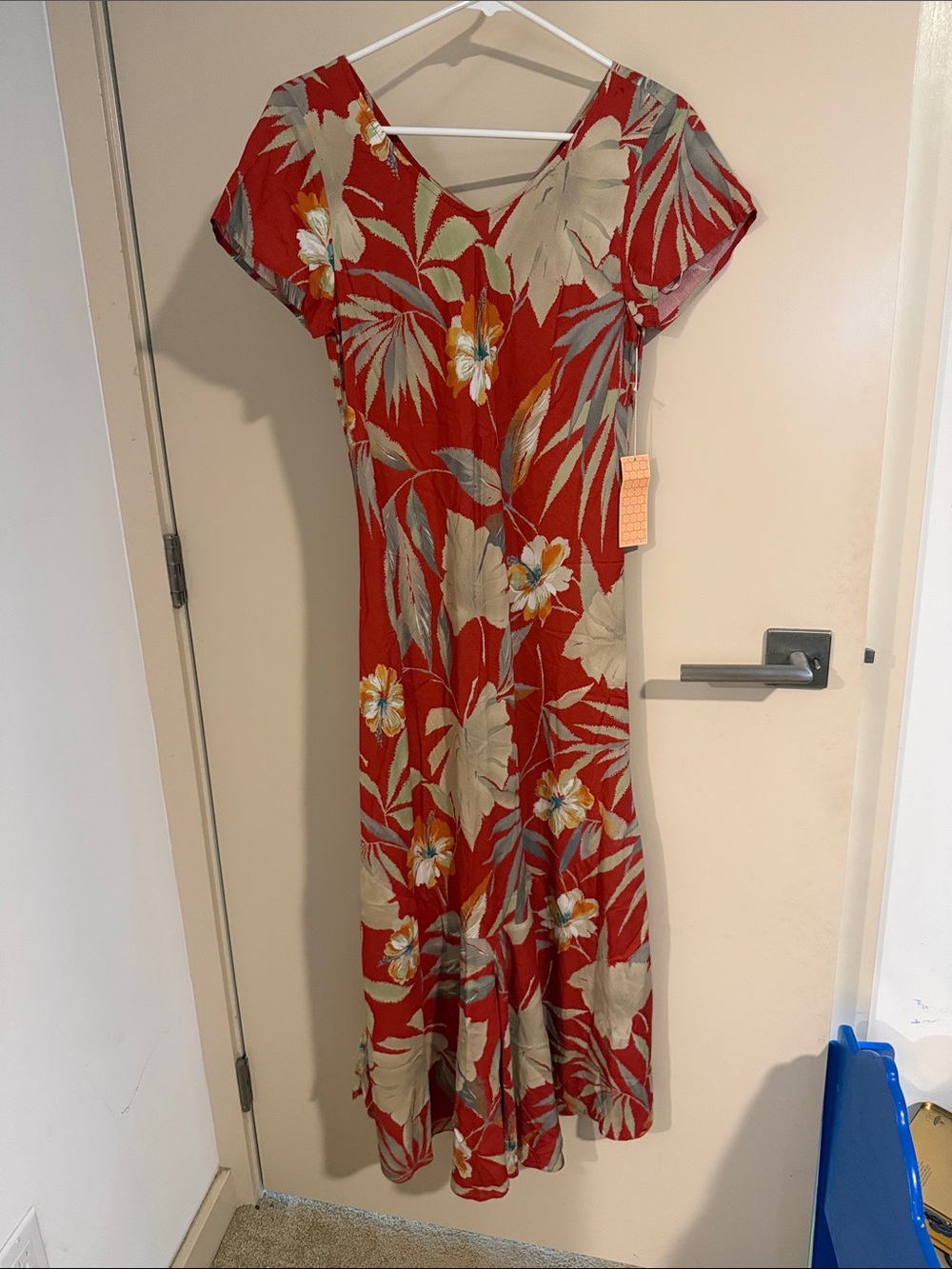 Nani Hawaii Women's Red Floral Maxi Dress with V-Neck